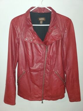 Danier Red Asymmetrical Leather Jacket